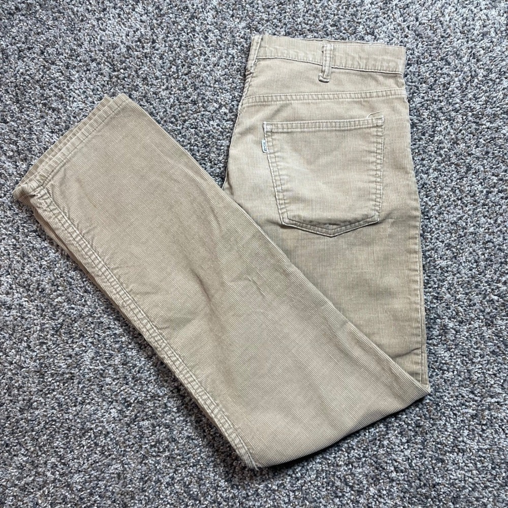 Vintage Levi's 519‎ Men's 31x31 Corduroy Pants USA Made Tan Straight White Tab